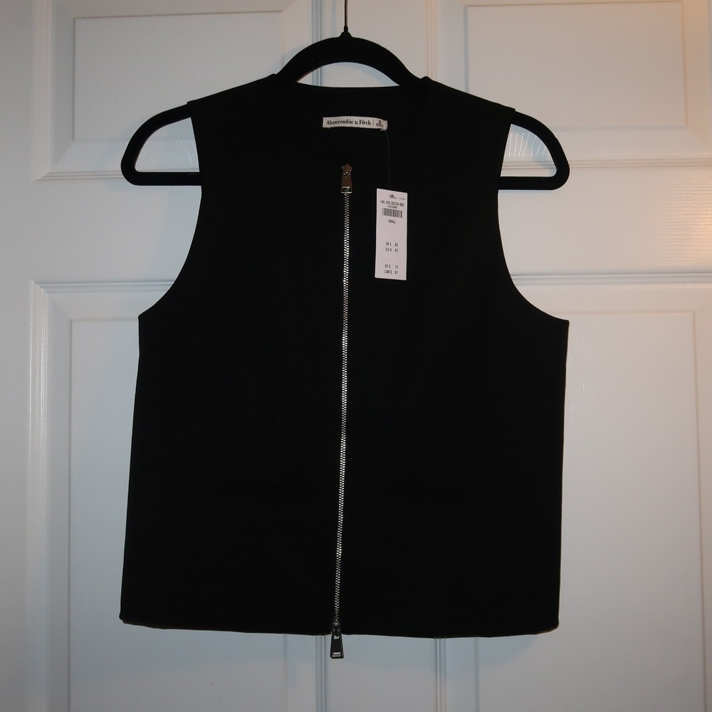 Abercrombie & Fitch Zip Up Tailored Vest Black Small Minimalist Work Office